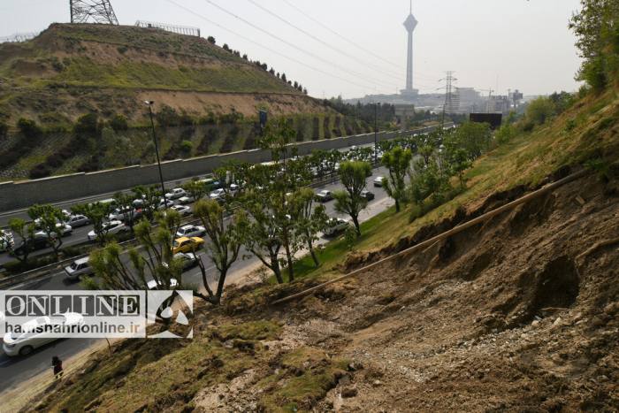 رانش زمین در بزرگراه همت