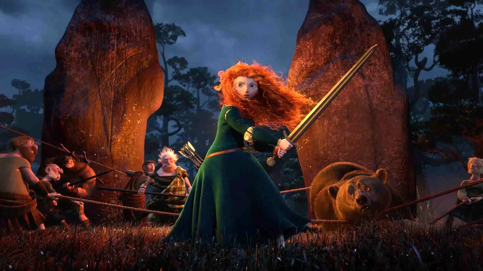 شخصیت مریدا به همراه شمشیر خود در انیمیشن Brave