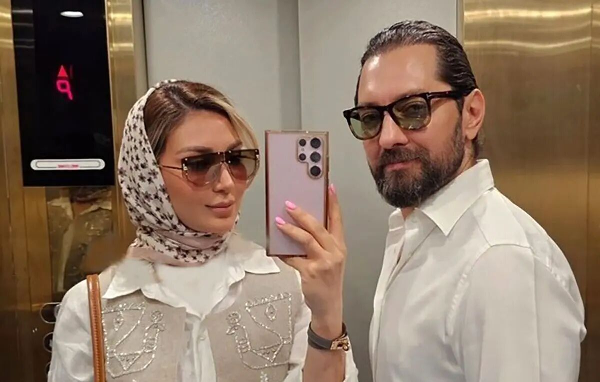 عکس آسانسوری مینا مختاری همسر بهرام رادان