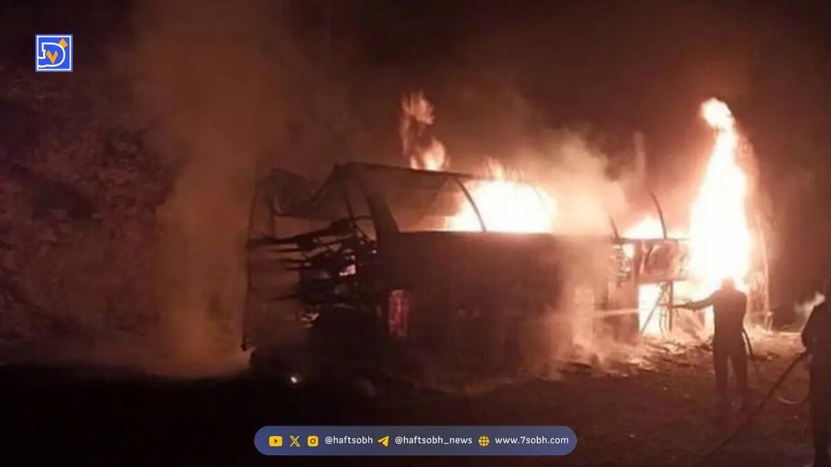 آتش سوزی اتوبوس مسافربری در محور جبالبارز