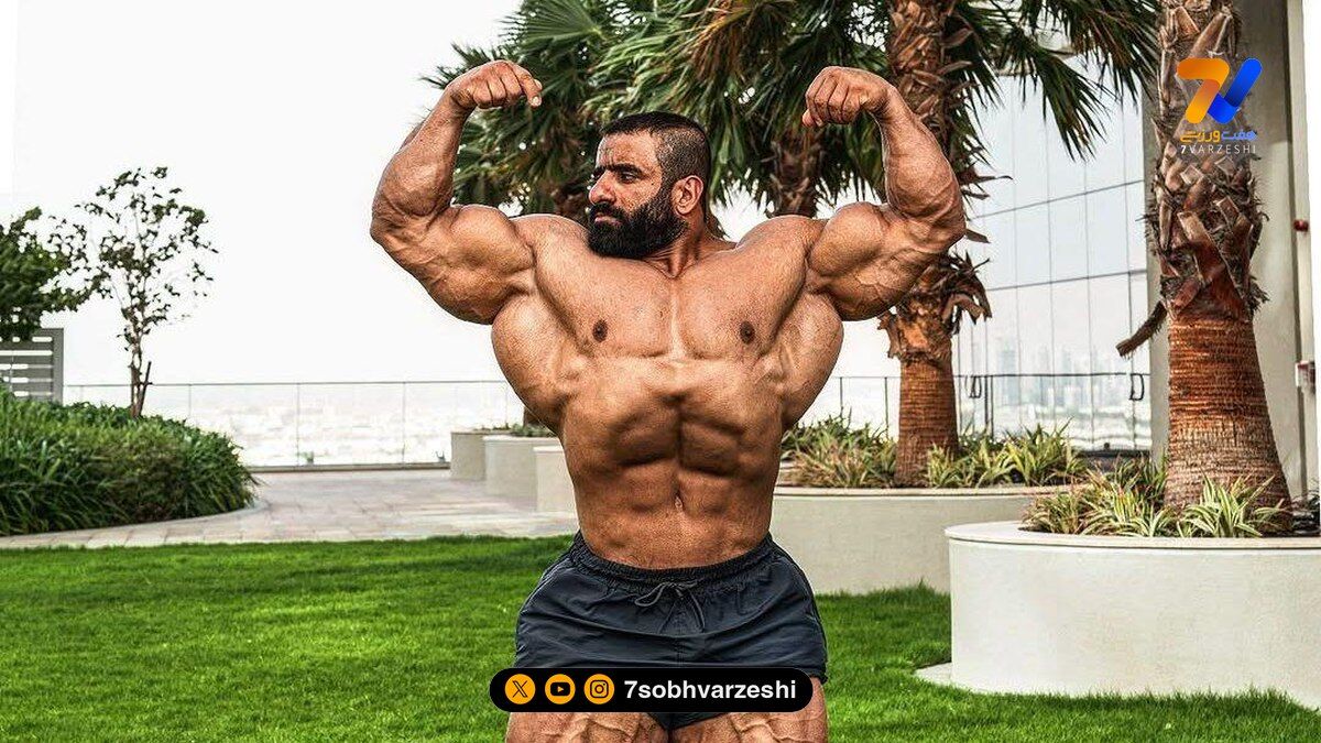 تمرینات سخت و طاقت فرسای هادی چوپان با دستگاهی شبیه به تراکتور